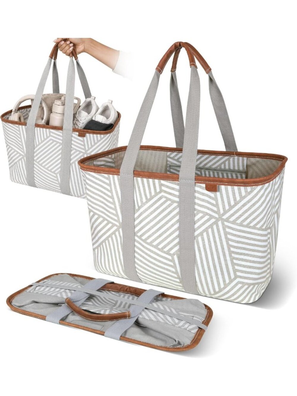 30L Collapsible Tote Bag with Handles | Sturdy, Soft Grip, Folds Flat for Easy